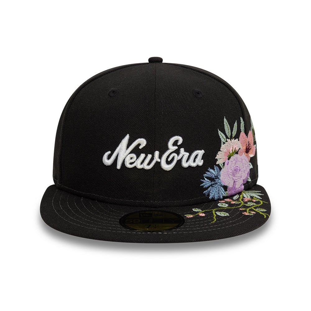 Branded New Era MLB Floral 59Fifty New Era Black/White Official Team Hat Sports Fan Cap Official NFL Team Hat Football Fan Cap