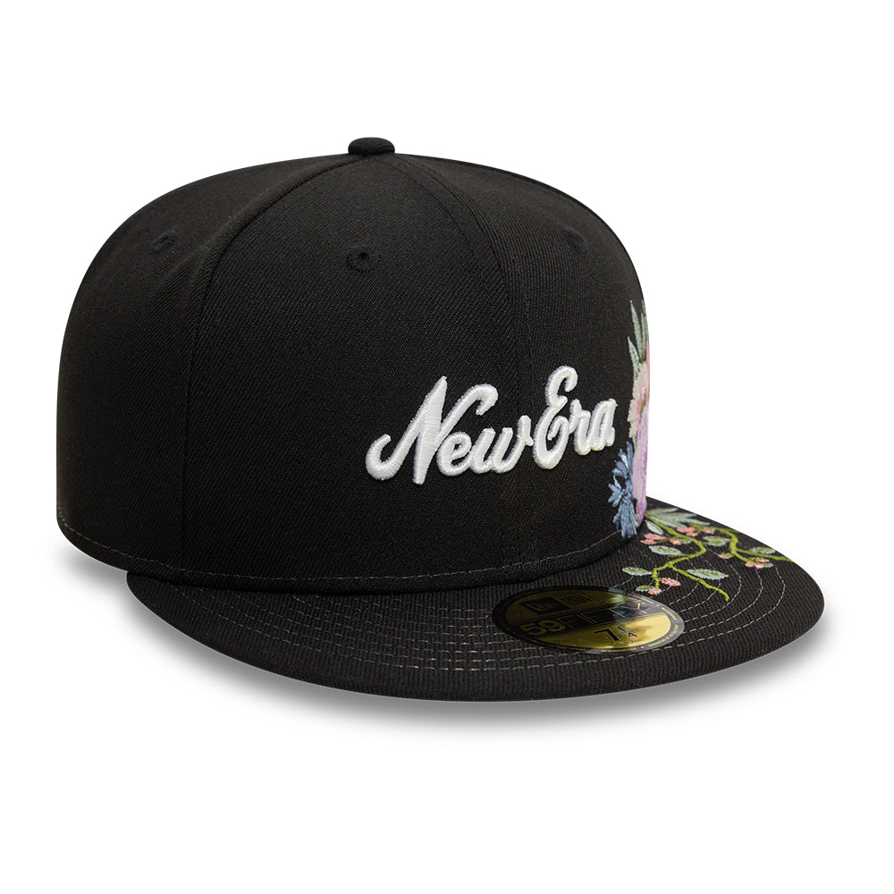 Branded New Era MLB Floral 59Fifty New Era Black/White Official Team Hat Sports Fan Cap Official NFL Team Hat Football Fan Cap