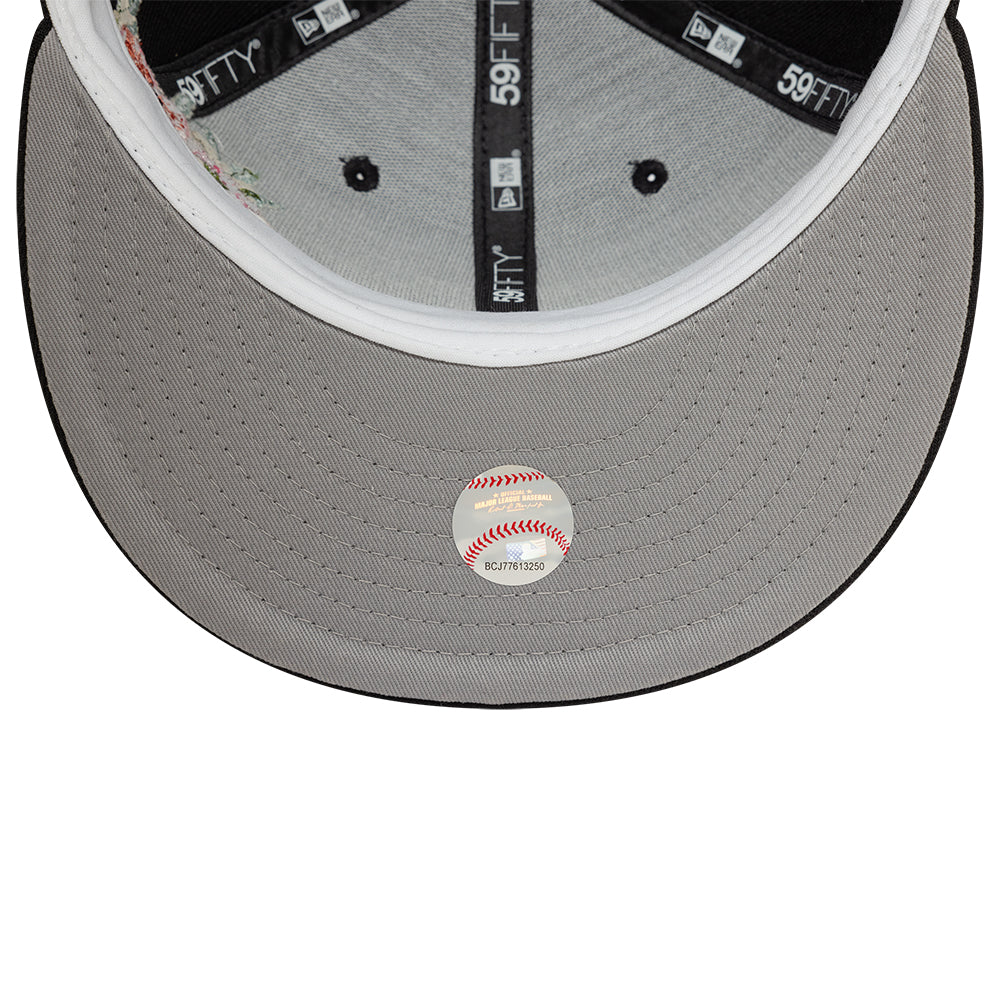 Branded New Era MLB Floral 59Fifty New Era Black/White Official Team Hat Sports Fan Cap Official NFL Team Hat Football Fan Cap