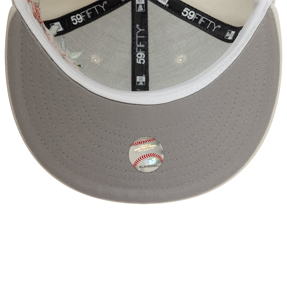 New York Yankees MLB Floral 59Fifty New Era Cream/White Official Team Hat Sports Fan Cap Official NFL Team Hat Football Fan Cap