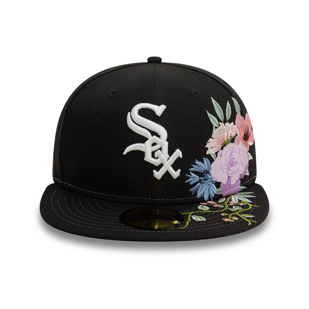 Chicago White Sox MLB Floral 59Fifty New Era Black/White Official Team Hat Sports Fan Cap Official NFL Team Hat Football Fan Cap