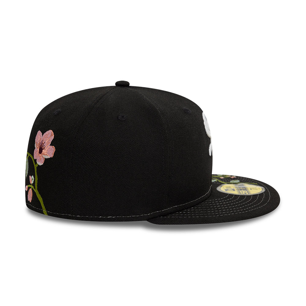 Chicago White Sox MLB Floral 59Fifty New Era Black/White Official Team Hat Sports Fan Cap Official NFL Team Hat Football Fan Cap