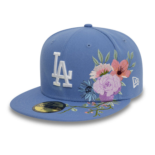 Los Angeles Dodger MLB Floral 59Fifty New Era Light Blue/White Official Team Hat Sports Fan Cap Official NFL Team Hat Football Fan Cap