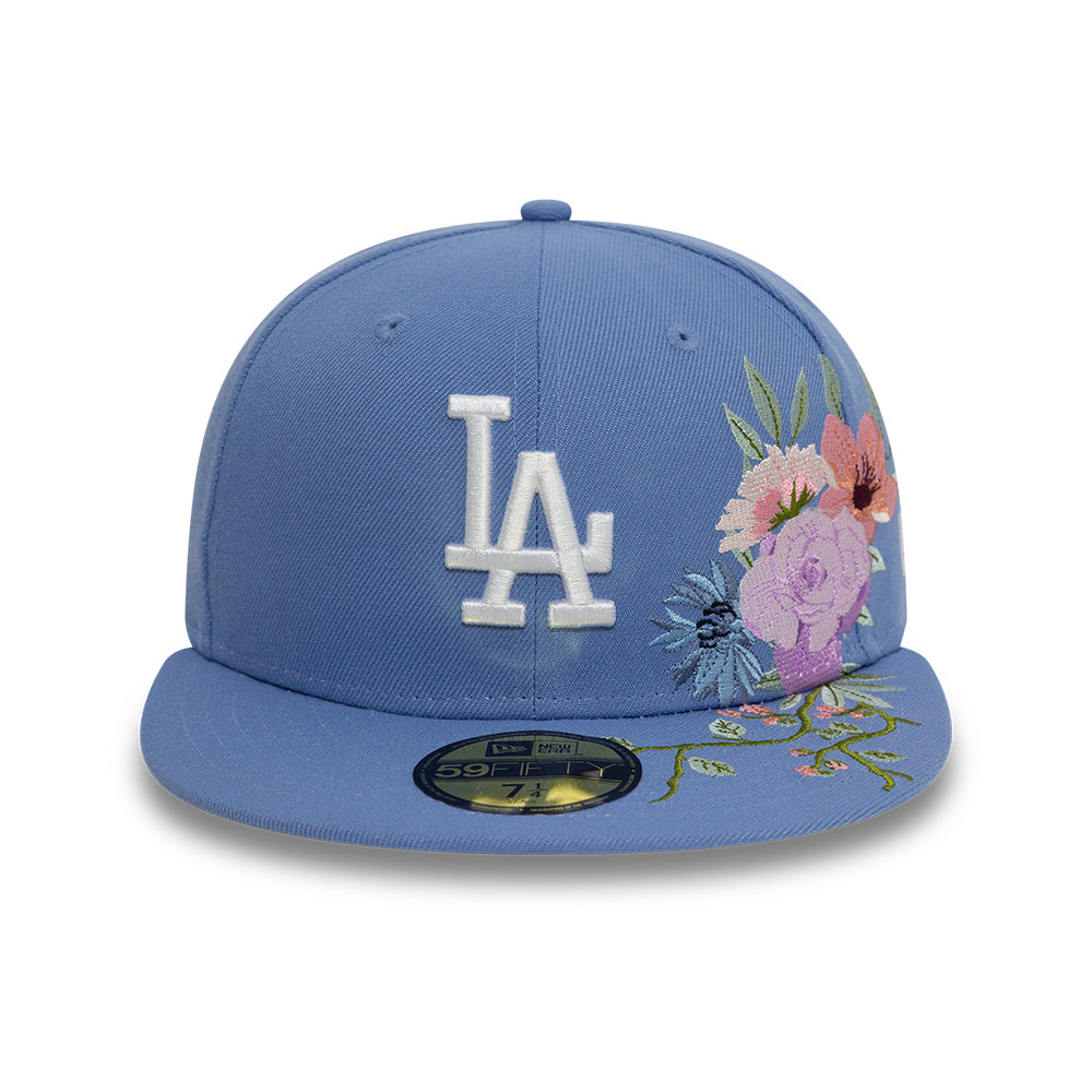 Los Angeles Dodger MLB Floral 59Fifty New Era Light Blue/White Official Team Hat Sports Fan Cap Official NFL Team Hat Football Fan Cap