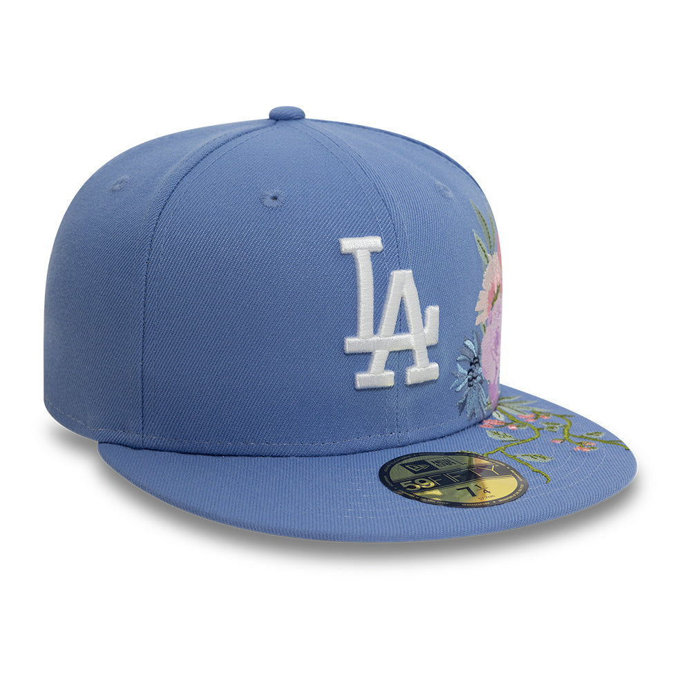 Los Angeles Dodger MLB Floral 59Fifty New Era Light Blue/White Official Team Hat Sports Fan Cap Official NFL Team Hat Football Fan Cap