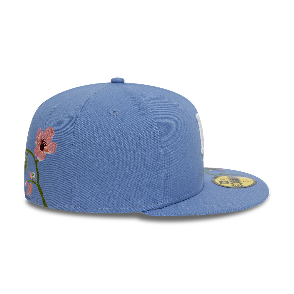 Los Angeles Dodger MLB Floral 59Fifty New Era Light Blue/White Official Team Hat Sports Fan Cap Official NFL Team Hat Football Fan Cap