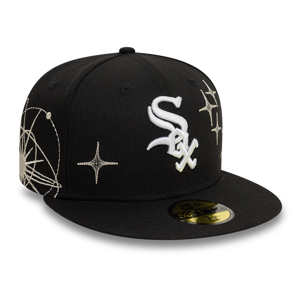 Chicago White Sox MLB Zodiac 59FIFTY Fitted New Era Black Official Team Hat Sports Fan Cap Official NFL Team Hat Football Fan Cap