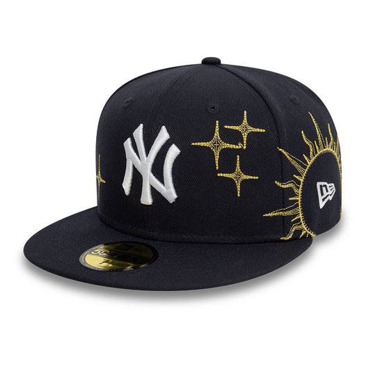 New York Yankees MLB Zodiac 59FIFTY Fitted New Era Navy Official Team Hat Sports Fan Cap Official NFL Team Hat Football Fan Cap