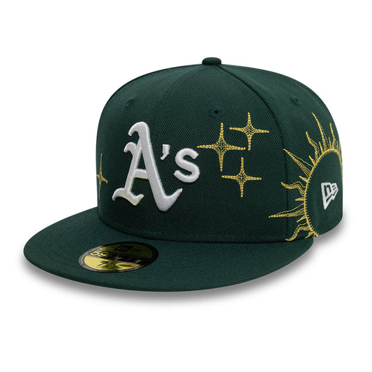Oakland Athletics MLB Zodiac 59FIFTY Fitted New Era Green Official Team Hat Sports Fan Cap Official NFL Team Hat Football Fan Cap