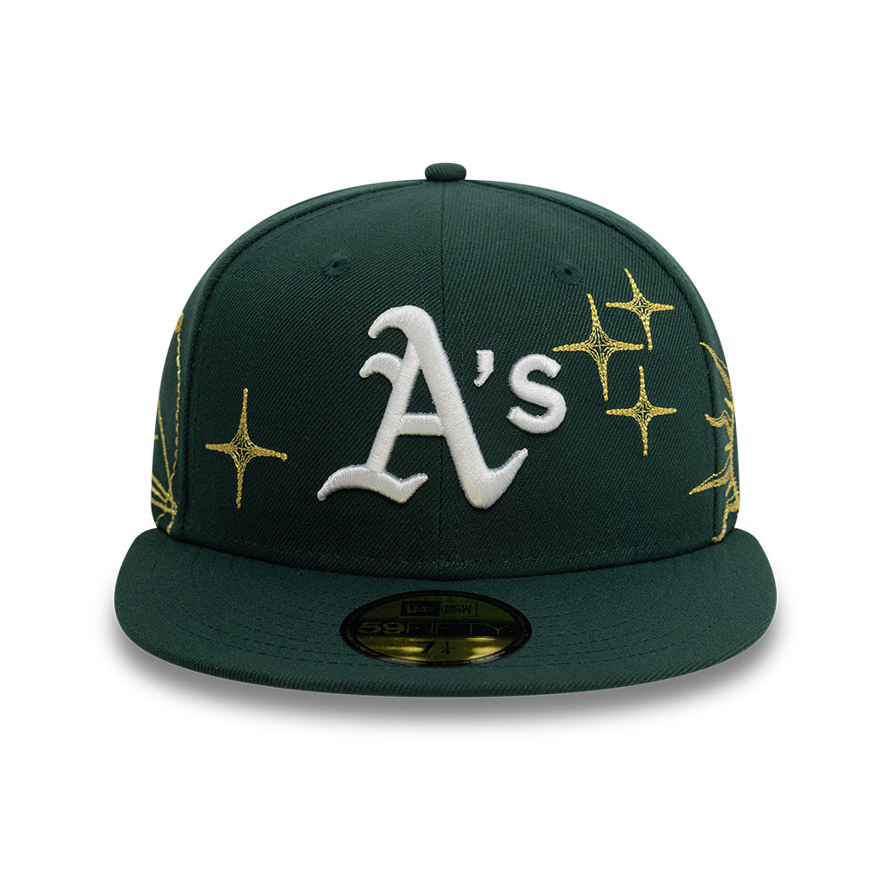 Oakland Athletics MLB Zodiac 59FIFTY Fitted New Era Green Official Team Hat Sports Fan Cap Official NFL Team Hat Football Fan Cap