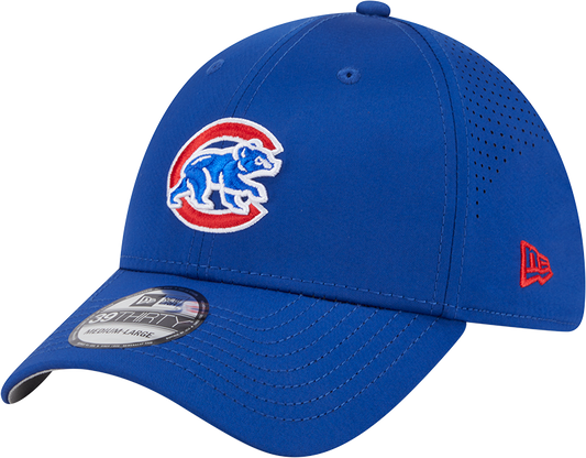 MLB Chicago Cubs New Era Mid Perf 39THIRTY Flex Fit Hat - Blue Official Team Hat Sports Fan Cap Official NFL Team Hat Football Fan Cap