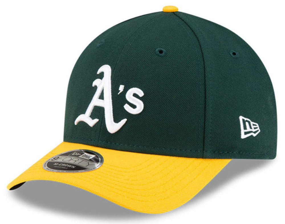 Athletics Green/Yellow New Era Player Replica M-Crown 9FORTY Adjustable Hat Official Team Hat Sports Fan Cap Official NFL Team Hat Football Fan Cap