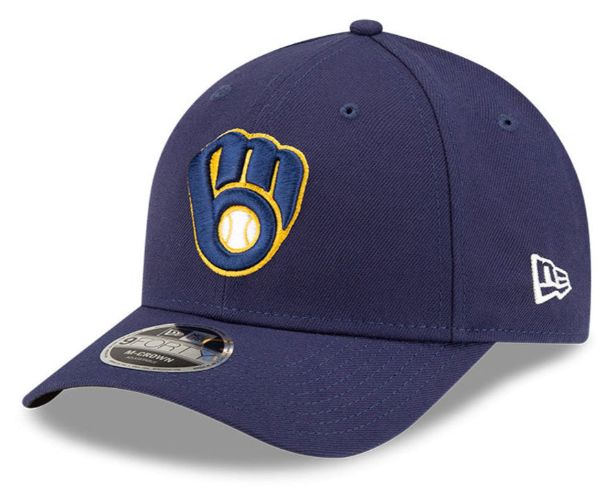 Milwaukee Brewers Navy Blue New Era Player Replica M-Crown 9FORTY Adjustable Hat Official Team Hat Sports Fan Cap Official NFL Team Hat Football Fan Cap