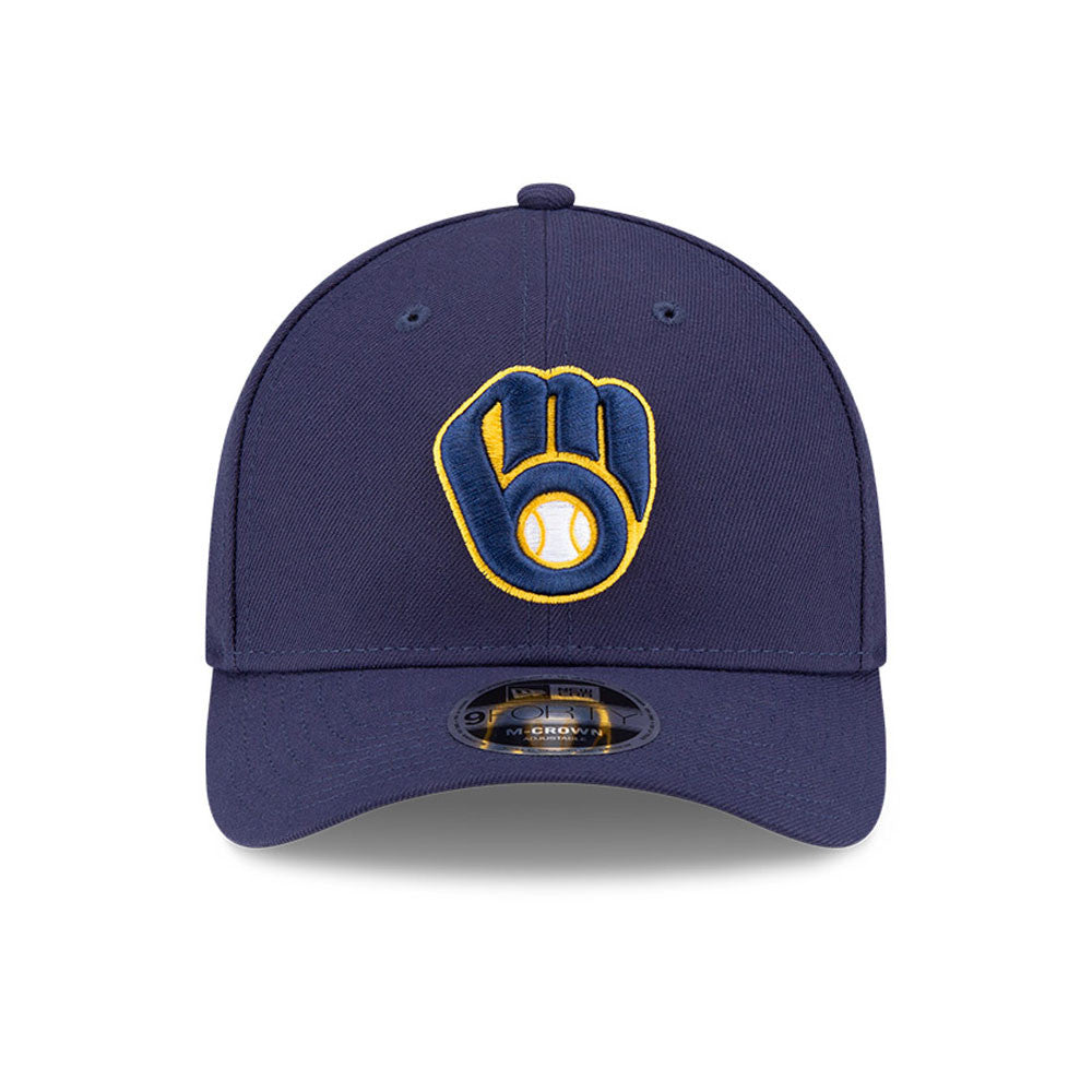 Milwaukee Brewers Navy Blue New Era Player Replica M-Crown 9FORTY Adjustable Hat Official Team Hat Sports Fan Cap Official NFL Team Hat Football Fan Cap