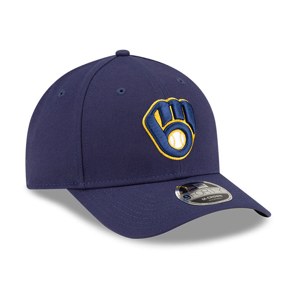 Milwaukee Brewers Navy Blue New Era Player Replica M-Crown 9FORTY Adjustable Hat Official Team Hat Sports Fan Cap Official NFL Team Hat Football Fan Cap