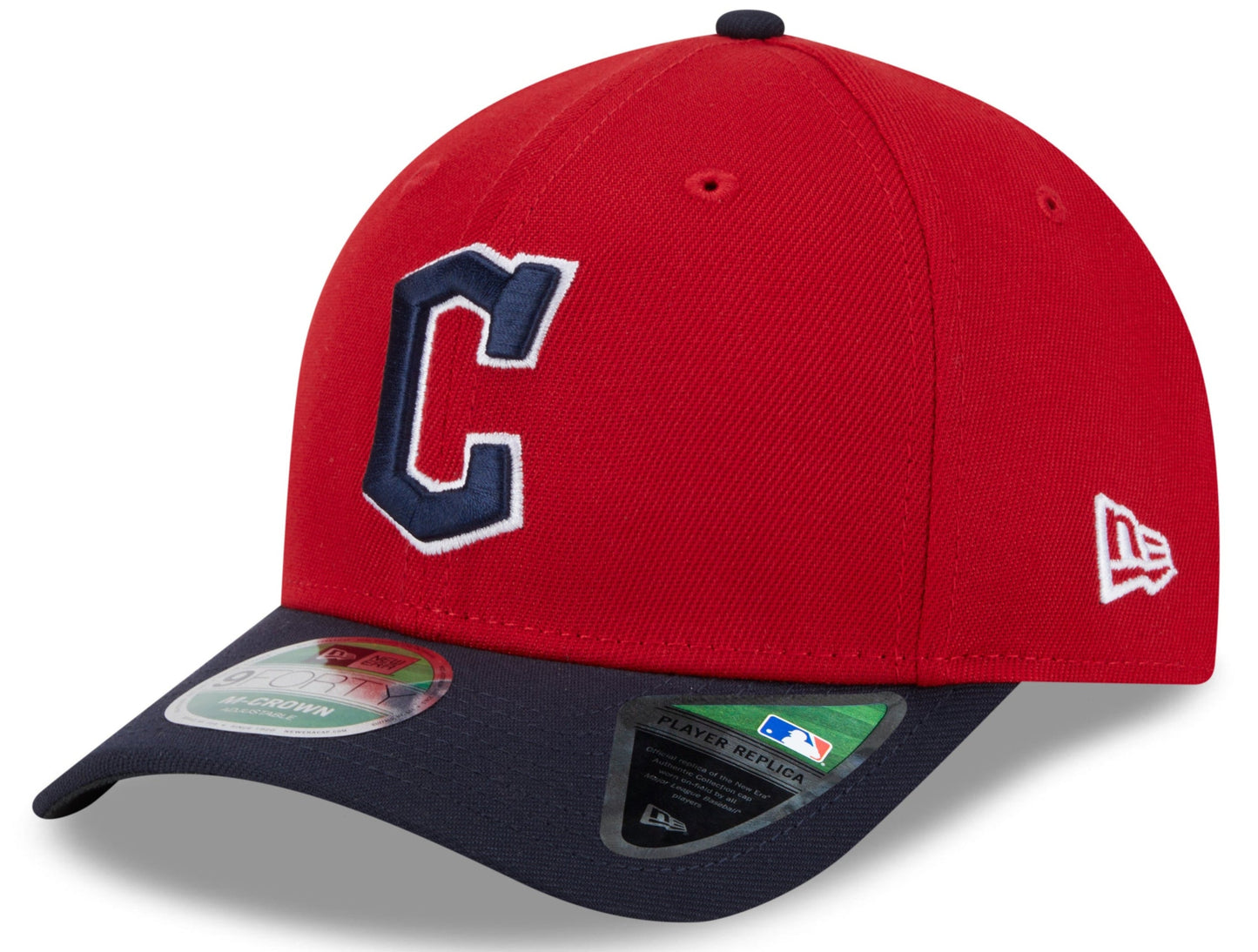Cleveland Guardians Red/Navy New Era Player Replica M-Crown 9FORTY Adjustable Hat Official Team Hat Sports Fan Cap Official NFL Team Hat Football Fan Cap