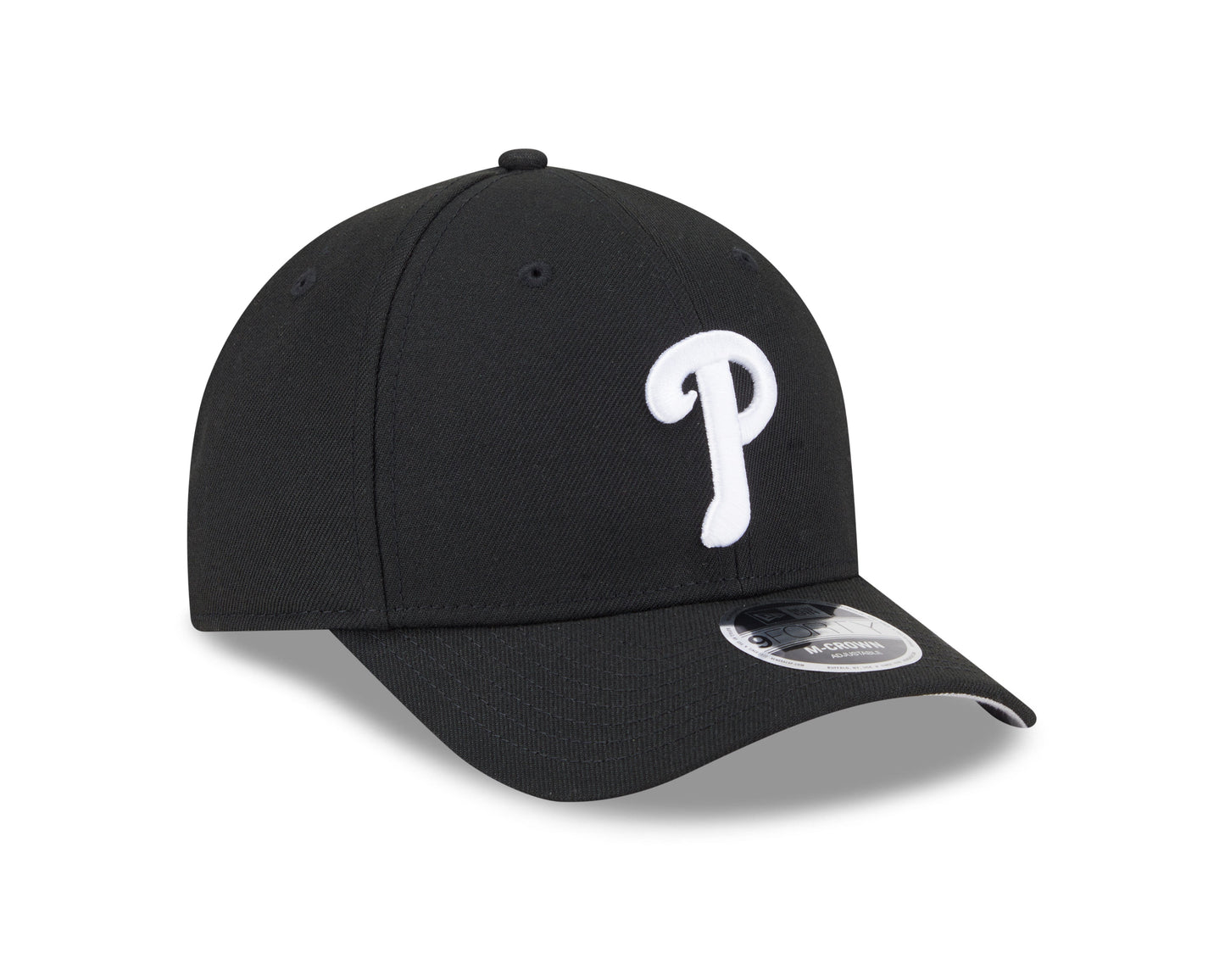 Philadelphia Phillies Black and White New Era M-Crown 9FORTY Adjustable Hat Official Team Hat Sports Fan Cap Official NFL Team Hat Football Fan Cap