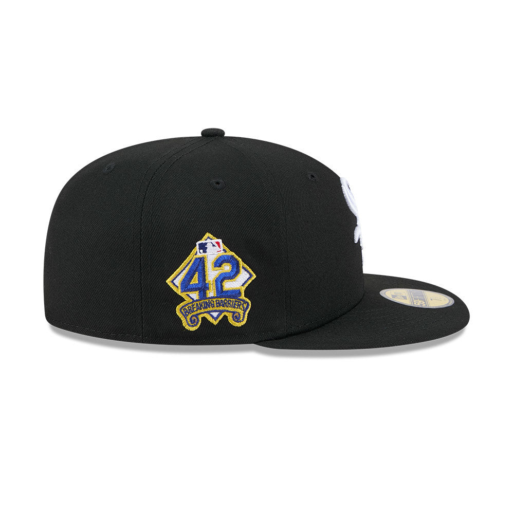 Chicago White Sox Jackie Robinson Day 25 New Era Black Game Authentic Collection On-Field 59FIFTY Fitted Hat Official Team Hat Sports Fan Cap Official NFL Team Hat Football Fan Cap