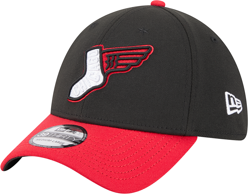 Chicago White Sox 2025 City Connect Alternate Black/Red New Era 39THIRTY Flex Fit Hat Official Team Hat Sports Fan Cap Official NFL Team Hat Football Fan Cap
