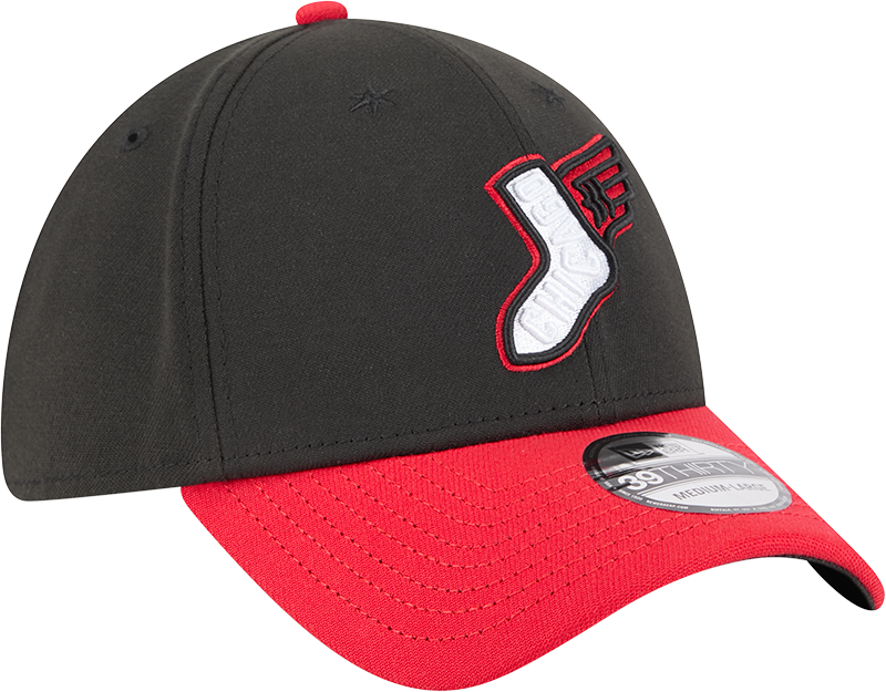 Chicago White Sox 2025 City Connect Alternate Black/Red New Era 39THIRTY Flex Fit Hat Official Team Hat Sports Fan Cap Official NFL Team Hat Football Fan Cap