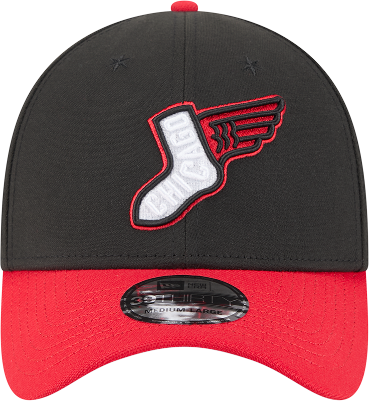 Chicago White Sox 2025 City Connect Alternate Black/Red New Era 39THIRTY Flex Fit Hat Official Team Hat Sports Fan Cap Official NFL Team Hat Football Fan Cap