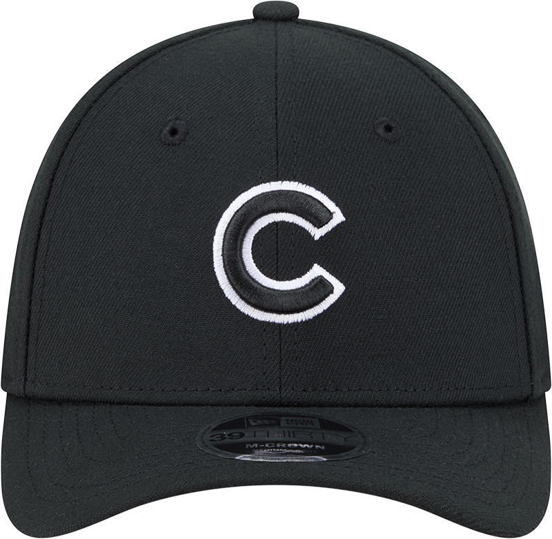 Chicago Cubs New Era M-Crown 39Thirty Black/White Flex Fit Hat Official Team Hat Sports Fan Cap Official NFL Team Hat Football Fan Cap