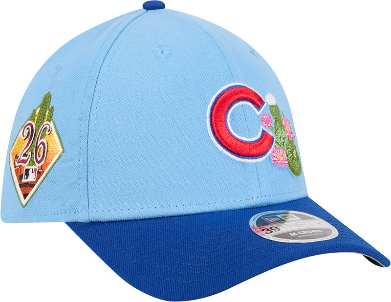 Chicago Cubs New Era 2026 Spring Training M-Crown 39Thirty Player Replica Blue Flex Fit Hat Official Team Hat Sports Fan Cap Official NFL Team Hat Football Fan Cap