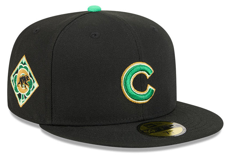Men's Chicago Cubs New Era Black 2026 St. Patrick's Day Authentic Collection On-Field 59FIFTY Fitted Hat Official Team Hat Sports Fan Cap Official NFL Team Hat Football Fan Cap