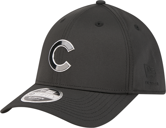 Chicago Cubs New Era M-Crown 39Thirty Metallic Black Performance Flex Fit Hat Official Team Hat Sports Fan Cap Official NFL Team Hat Football Fan Cap
