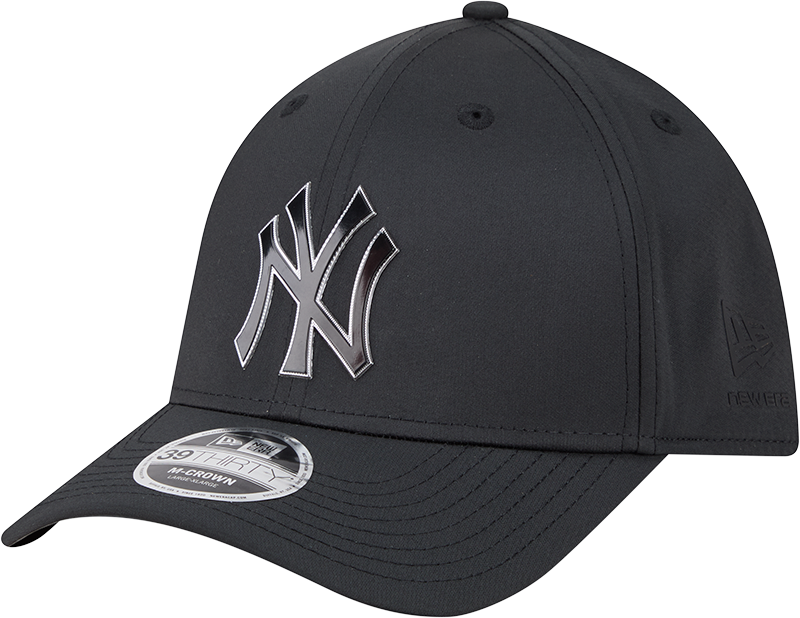 New York Yankees New Era M-Crown 39Thirty Metallic Black Performance Flex Fit Hat Official Team Hat Sports Fan Cap Official NFL Team Hat Football Fan Cap