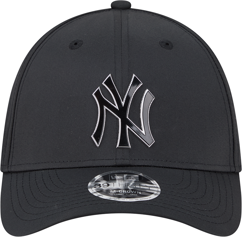 New York Yankees New Era M-Crown 39Thirty Metallic Black Performance Flex Fit Hat Official Team Hat Sports Fan Cap Official NFL Team Hat Football Fan Cap
