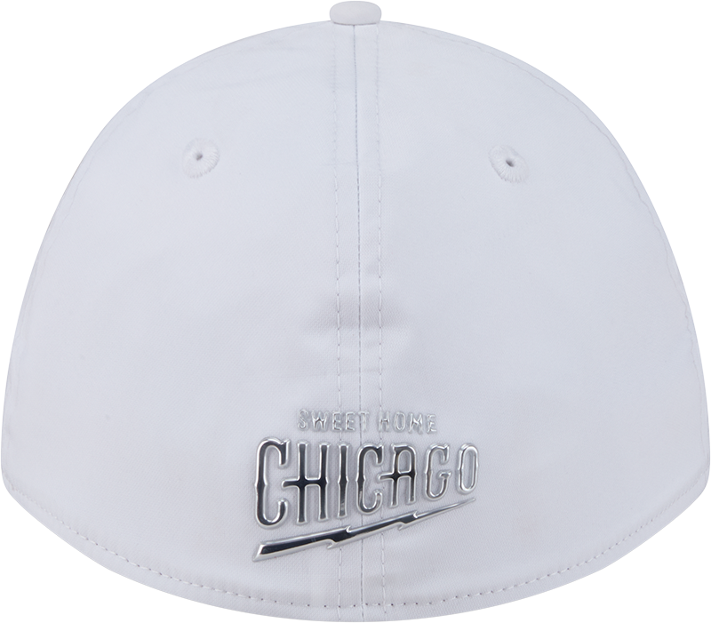 Chicago Cubs New Era M-Crown 39Thirty Alternate 2 Metallic White Performance Flex Fit Hat Official Team Hat Sports Fan Cap Official NFL Team Hat Football Fan Cap