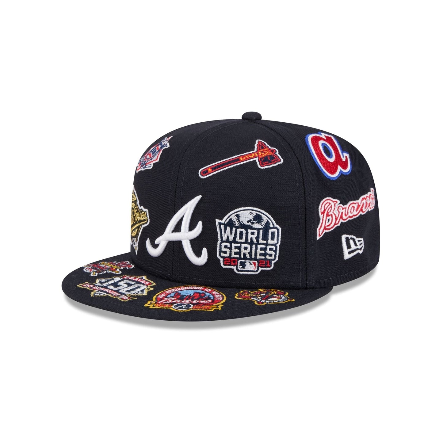 Atlanta Braves MLB All Over Patch 59FIFTY Fitted New Era Official Team Hat Sports Fan Cap Official NFL Team Hat Football Fan Cap