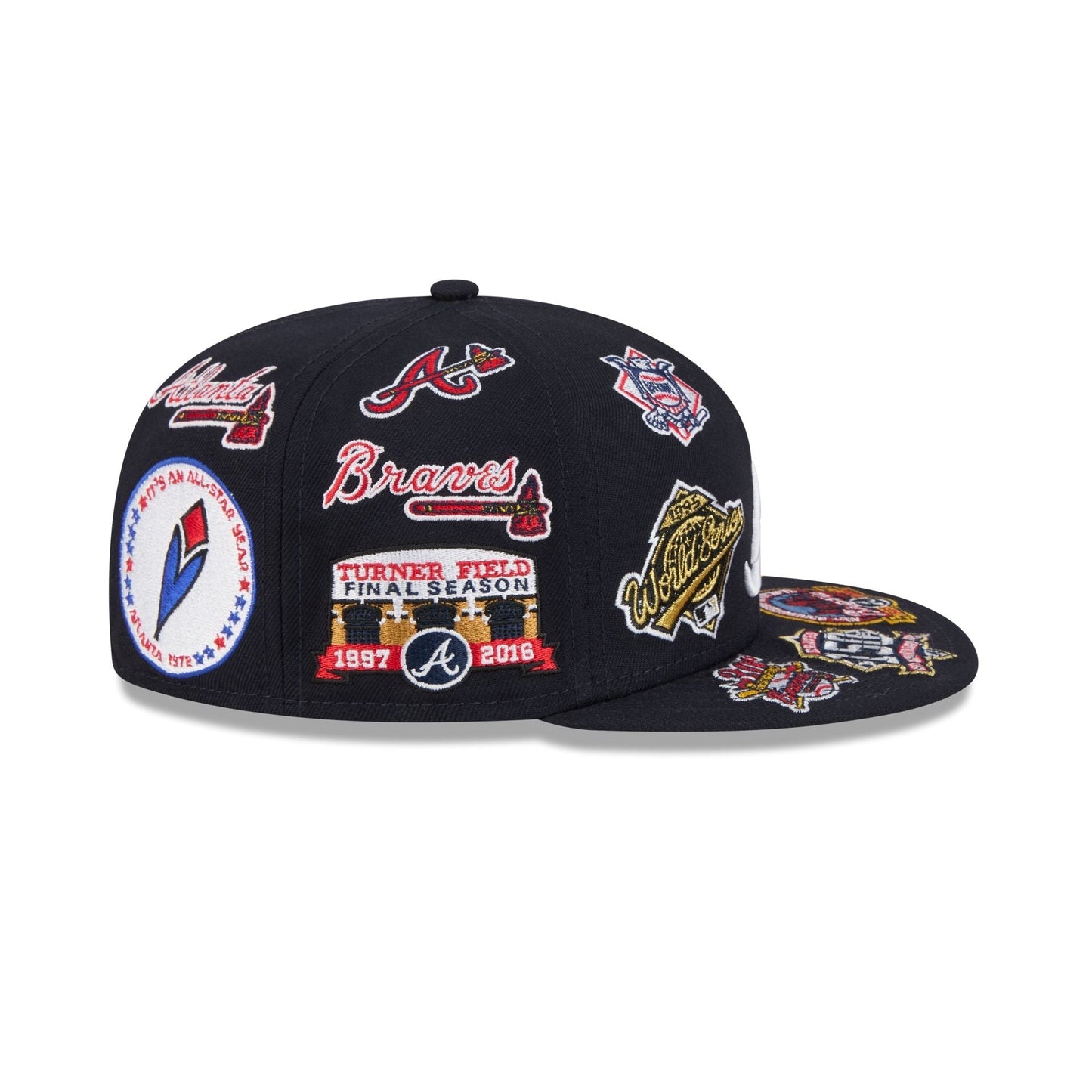 Atlanta Braves MLB All Over Patch 59FIFTY Fitted New Era Official Team Hat Sports Fan Cap Official NFL Team Hat Football Fan Cap