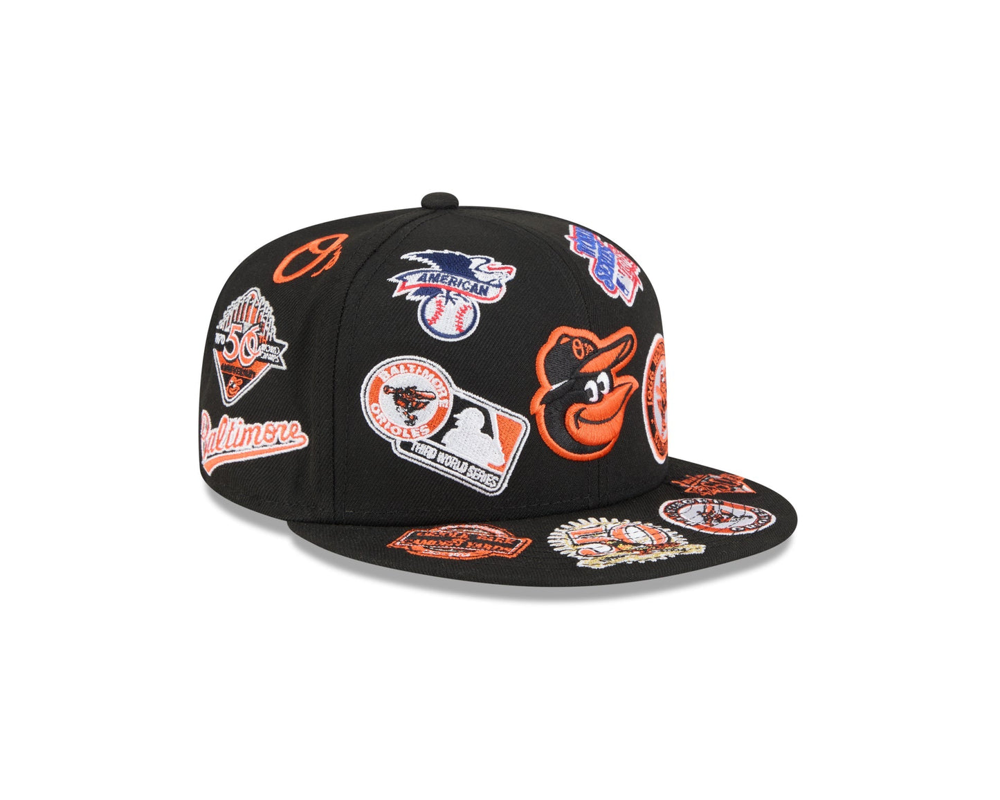 Baltimore Orioles MLB All Over Patch 59FIFTY Fitted New Era Official Team Hat Sports Fan Cap Official NFL Team Hat Football Fan Cap