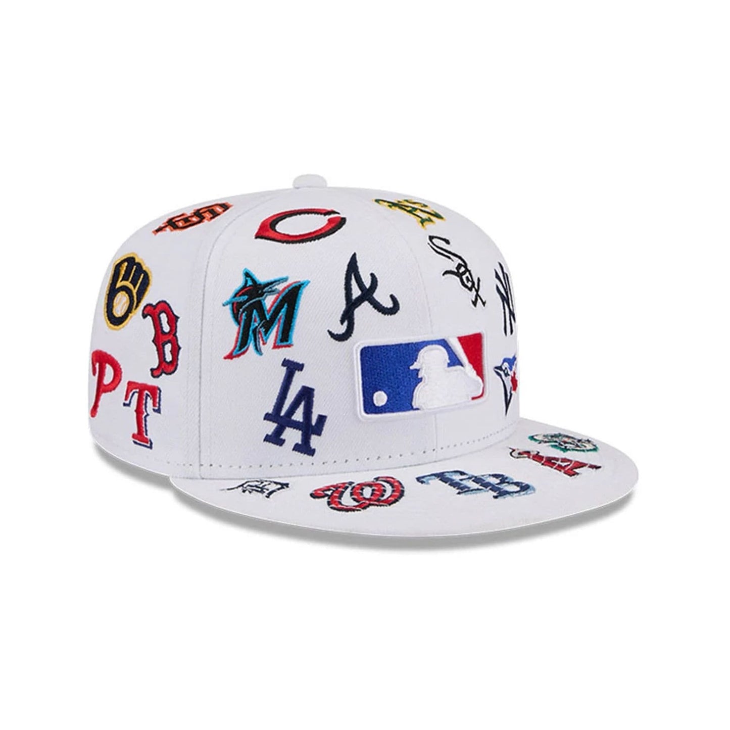 MLB All Over Patch 59FIFTY Fitted New Era White Official Team Hat Sports Fan Cap Official NFL Team Hat Football Fan Cap