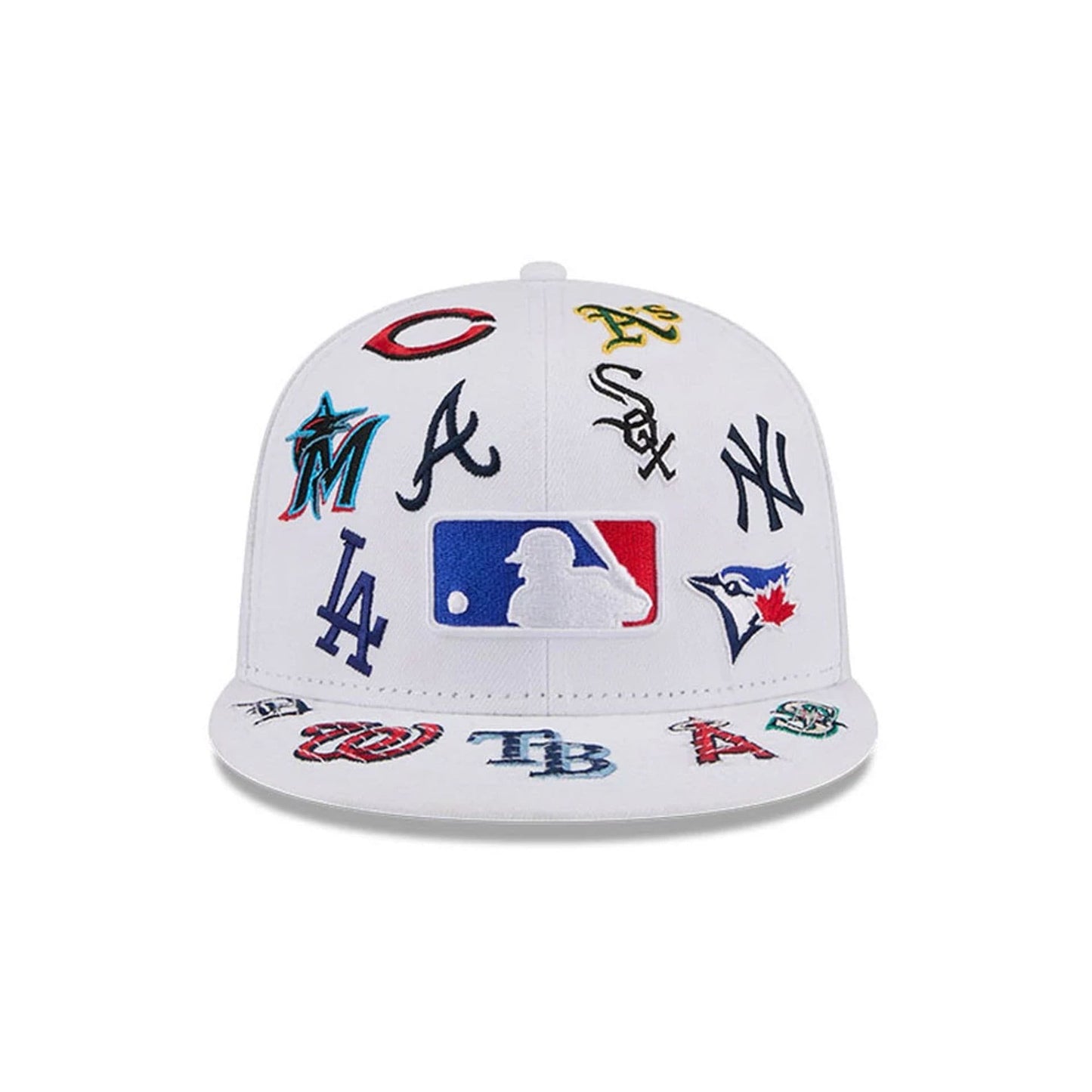 MLB All Over Patch 59FIFTY Fitted New Era White Official Team Hat Sports Fan Cap Official NFL Team Hat Football Fan Cap