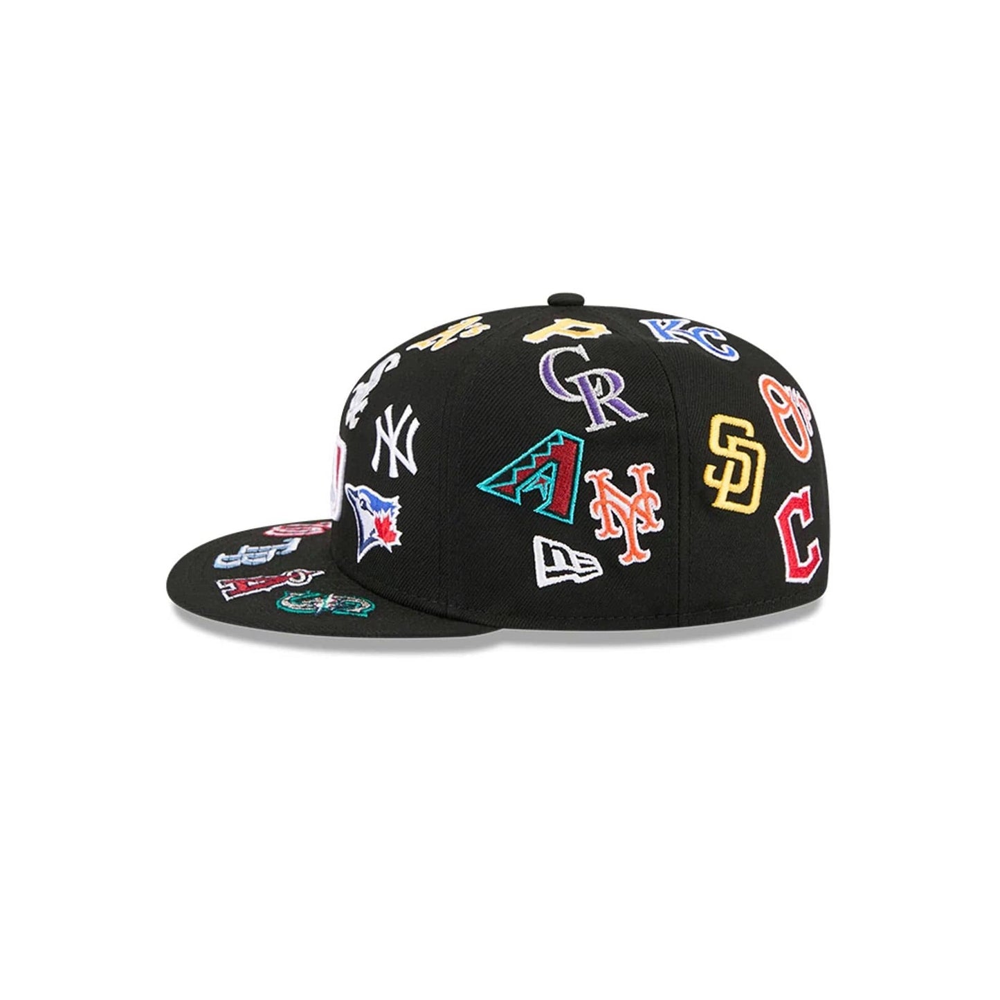 MLB All Over Patch 59FIFTY Fitted New Era Black Official Team Hat Sports Fan Cap Official NFL Team Hat Football Fan Cap