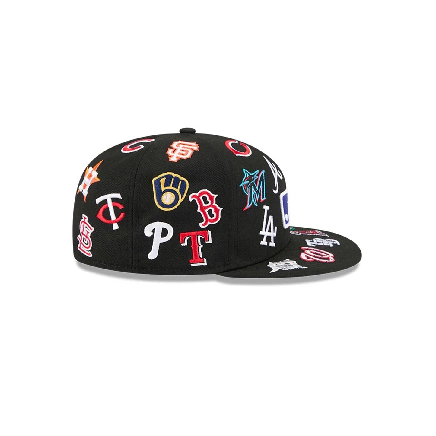 MLB All Over Patch 59FIFTY Fitted New Era Black Official Team Hat Sports Fan Cap Official NFL Team Hat Football Fan Cap