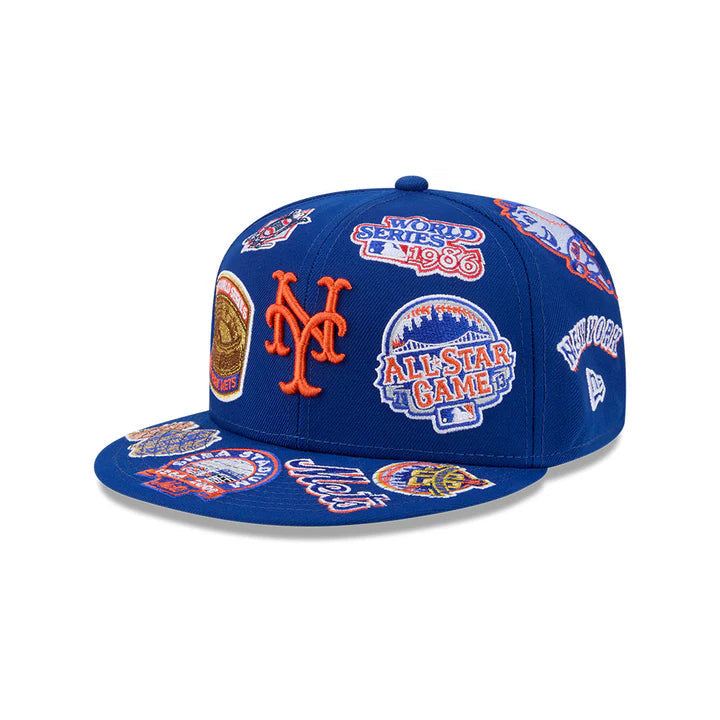 New York Mets MLB All Over Patch 59FIFTY Fitted New Era Official Team Hat Sports Fan Cap Official NFL Team Hat Football Fan Cap