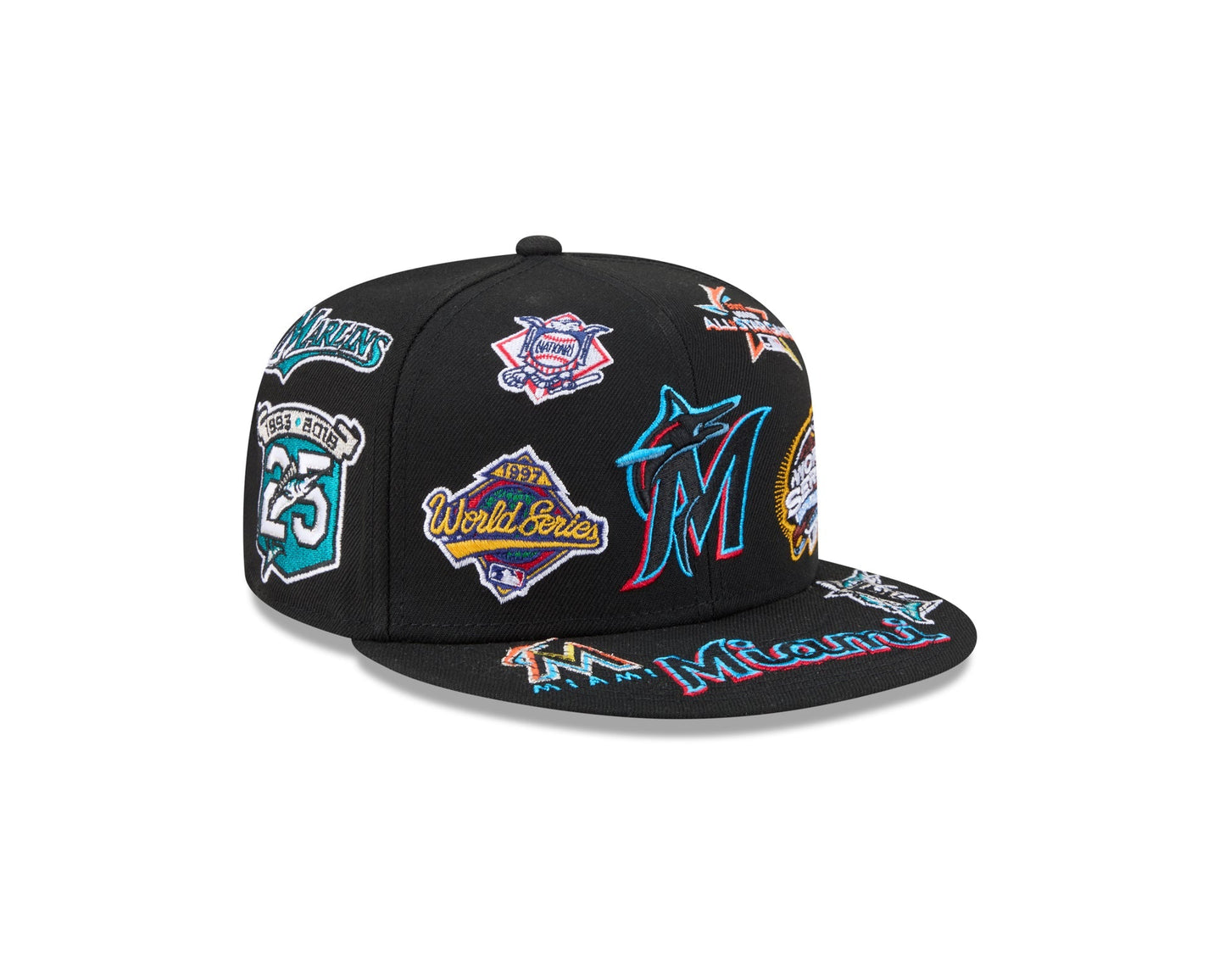 Miami Marlins MLB All Over Patch 59FIFTY New Era Official Team Hat Sports Fan Cap Official NFL Team Hat Football Fan Cap