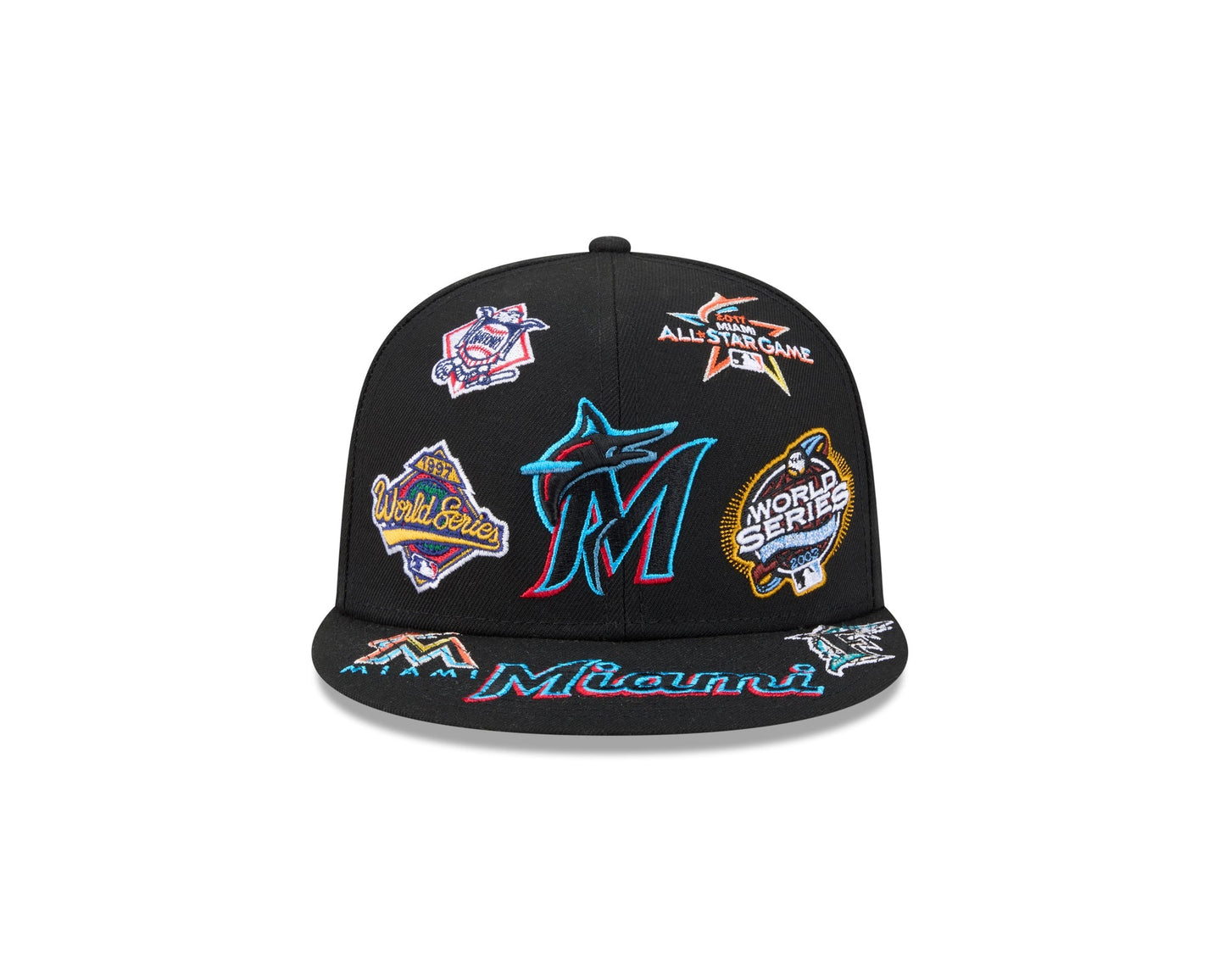 Miami Marlins MLB All Over Patch 59FIFTY New Era Official Team Hat Sports Fan Cap Official NFL Team Hat Football Fan Cap