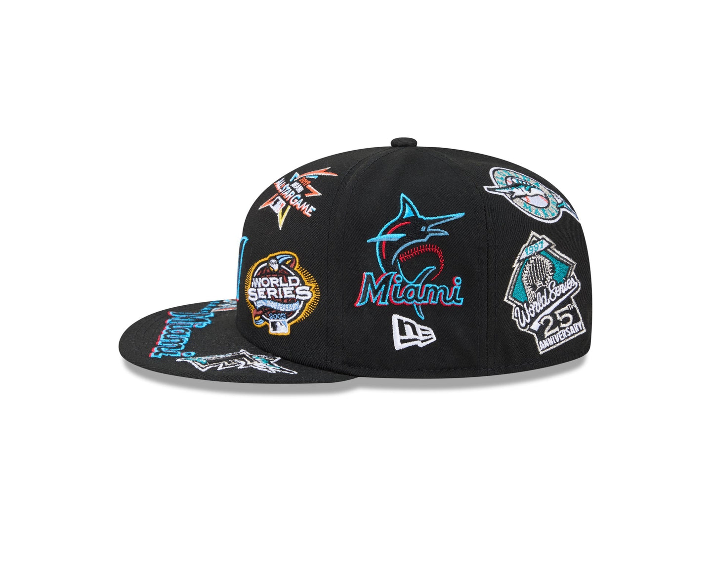 Miami Marlins MLB All Over Patch 59FIFTY New Era Official Team Hat Sports Fan Cap Official NFL Team Hat Football Fan Cap
