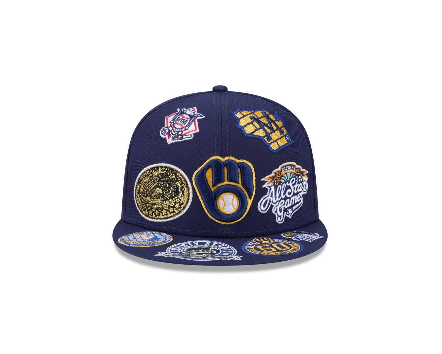 Milwaukee Brewers MLB All Over Patch 59FIFTY Fitted New Era Official Team Hat Sports Fan Cap Official NFL Team Hat Football Fan Cap