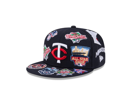 Minnesota Twins MLB All Over Patch 59FIFTY Fitted New Era Official Team Hat Sports Fan Cap Official NFL Team Hat Football Fan Cap