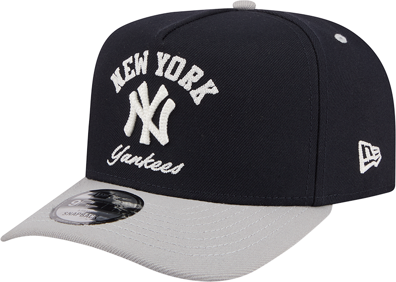 New York Yankees New Era Arched Navy A-Frame 9FIFTY Snapback Hat Official Team Hat Sports Fan Cap Official NFL Team Hat Football Fan Cap