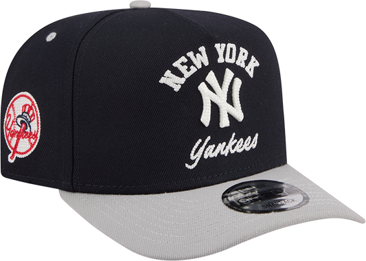 New York Yankees New Era Arched Navy A-Frame 9FIFTY Snapback Hat Official Team Hat Sports Fan Cap Official NFL Team Hat Football Fan Cap