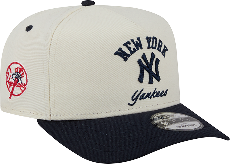New York Yankees New Era Arched Ivory A-Frame 9FIFTY Snapback Hat Official Team Hat Sports Fan Cap Official NFL Team Hat Football Fan Cap