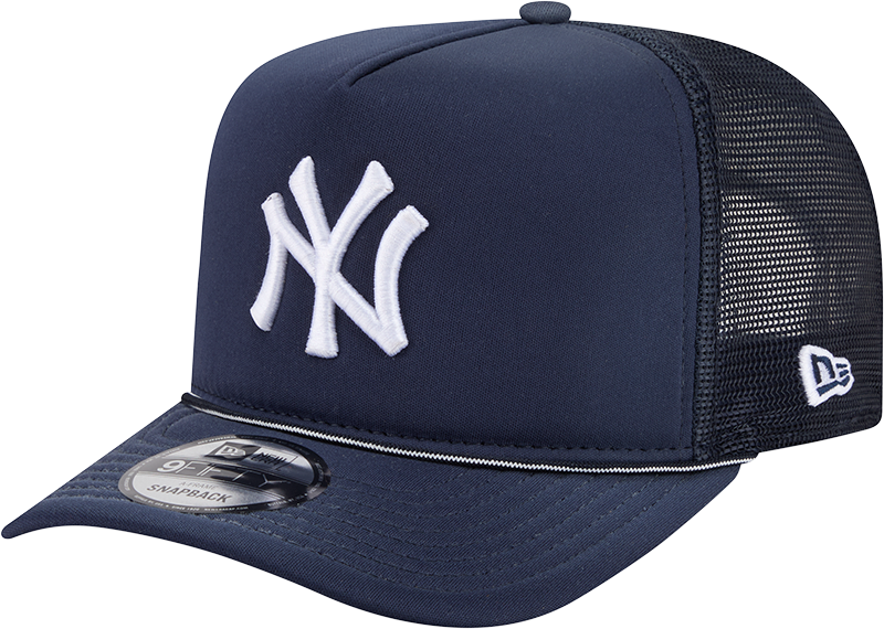 New York Yankees New Era Navy Worn A-Frame 9FIFTY Trucker Snapback Hat Official Team Hat Sports Fan Cap Official NFL Team Hat Football Fan Cap