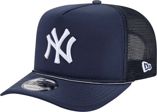 New York Yankees New Era Navy Worn A-Frame 9FIFTY Trucker Snapback Hat Official Team Hat Sports Fan Cap Official NFL Team Hat Football Fan Cap